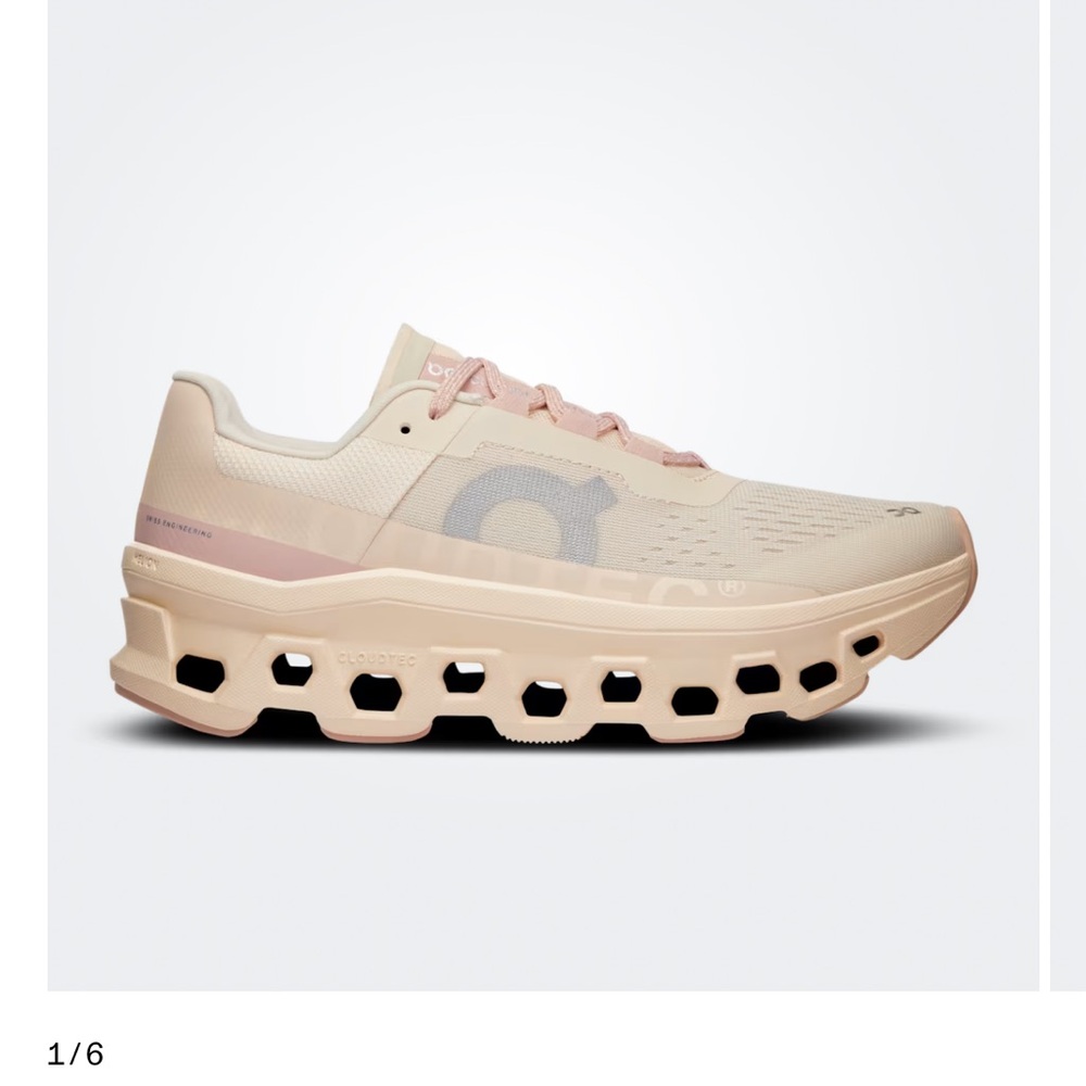 On Running Women's Cream and Pink Running Shoes 7.5